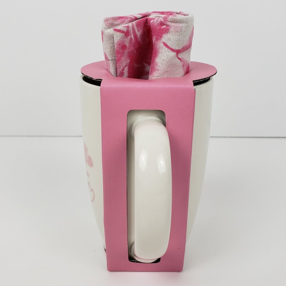 ELUM Pink & White Full Bloom Tea Towel & Mug Set, Spring Hostess Gift Floral NWT - Picture 3 of 6
